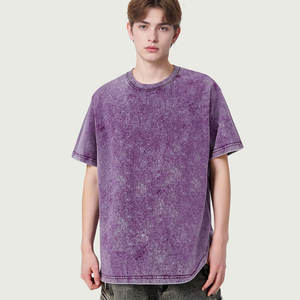 T-shirt unisexe personnalisé avec logo, grande taille, décontracté, vintage, uni, à épaules tombantes, en coton délavé à l'acide, imprimé, effet délavé à la pierre - Product Image 1