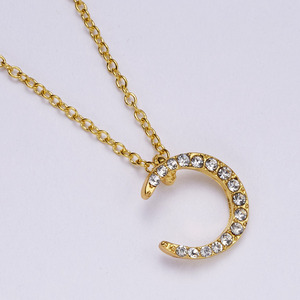 Strass in oro 18 carati ti amo fino alla luna e indietro collana di gioielli regalo per amante ragazza amica mezzaluna collana - Product Image 5