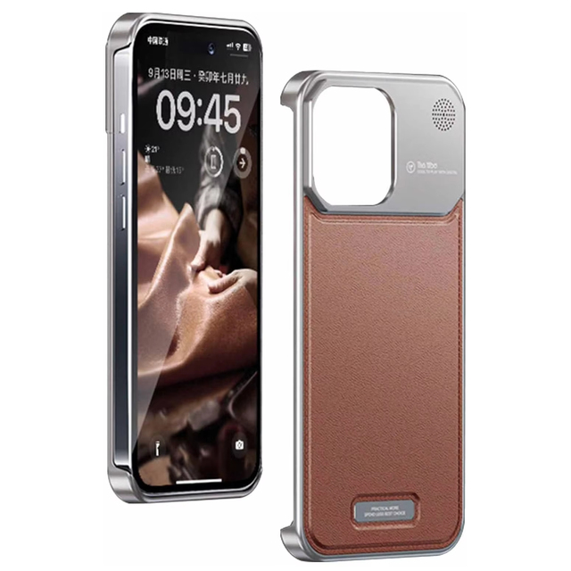 Luxury Aluminum Alloy+Leather Anti-Drop Shockproof Aroma Mobile Phone Protector Case cover for iPhone 12 13 14 15 Pro Max Plus