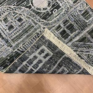 Alfombra Runner TRO-0115 Anudada a Mano de Lana y Seda con Paisaje Urbano para Pasillo, Sala de Estar, Moderna y Abstracta - Product Image 3