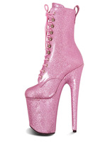 Bottes d'automne sexy à plateforme haute imperméables de 20 cm, à talon aiguille brillant, style européen-américain, chaussures de danse de pole pour boîte de nuit