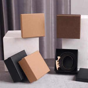 Caja de Regalo de Cartón Kraft Reciclado Ecológico para Cinturón de Hombre Negro, Caja para Lápiz Labial y Cartera, Empaque Personalizable - Product Image 1