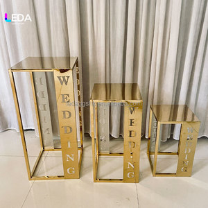 LEDA Wholesale Factory Price Shiny Gold Stainless Steel Flower Stand <b>Table</b> Centerpiece for Wedding and Event Decoration - Product Image 3