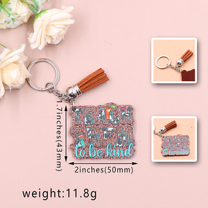 Custom insegna loro ad essere un tipo di tendenza per il giorno dell'insegnante regalo Glitter acrilico portachiavi Design gratuito campione di fabbrica diretto - Product Image 2