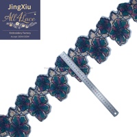 Ruban en tulle 3D de luxe, écologique, orné de sequins floraux et de perles, garniture perlée