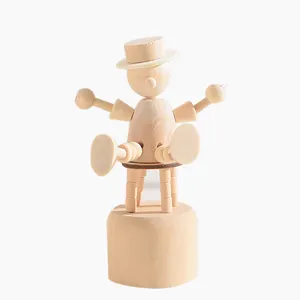 Dekorasi boneka kreatif Eropa, kerajinan kayu hewan kecil hadiah Mini sederhana dan lucu mainan Natal