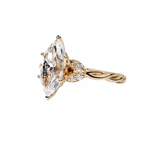 Bague Classique en Or Massif 10K 14K 18K avec Diamant de Laboratoire Taille Marquise 2.23CT pour Femme, Style Vintage, Idéale pour Fête ou Cadeau de Promesse - Product Image 2