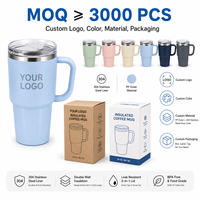 Taza de Café de Acero Inoxidable con Aislamiento al Vacío, con Asa, Tapa y Pajita, Vaso de Viaje para Bebidas Frías y Calientes, con Logotipo Personalizado