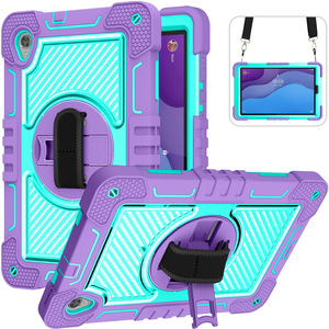 <span class=keywords><strong>Housse</strong></span> de protection <span class=keywords><strong>pour</strong></span> <span class=keywords><strong>tablette</strong></span> <span class=keywords><strong>Lenovo</strong></span> Tab <span class=keywords><strong>M10</strong></span> <span class=keywords><strong>HD</strong></span> Gen2 X306 avec support rotatif, étui en silicone résistant aux chutes avec sangle de main et d'épaule - Product Image 5