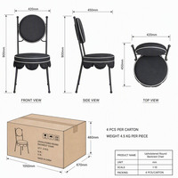 Chaises de salle à manger d'extérieur rembourrées en métal avec dossier rond et coussin amovible, haute qualité, prix usine, en vente