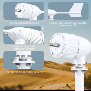 Máy phát điện tua-bin gió nằm ngang công suất lớn 3000W 4000W 5000W năng lượng tự do, 3KW 5KW 20KW với bộ điều khiển hybrid MPPT và biến tần - Product Image 5