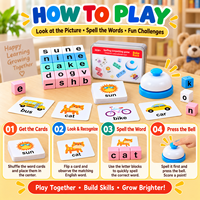 Jeu éducatif Montessori en bois pour apprendre l'orthographe : blocs de lettres, cartes flash et jeu d'association pour enfants garçons et filles