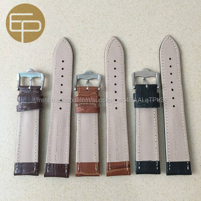 12 14 16 18 20 22 24mm tailles différentes couleurs rapide Alligator crocodile véritable veau bandes de montre en cuir
