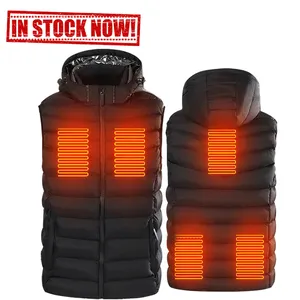 IN MAGAZZINO Inverno Gilet Riscaldato Temperatura di Controllo Impermeabile di Ricarica Usb Riscaldamento 5v 5 Smart Zone di Riscaldamento Mans Gilet Riscaldato