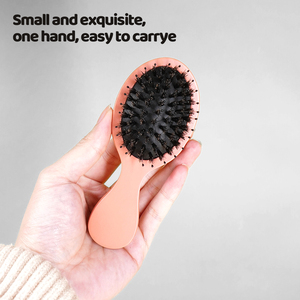 Peine de madera antiestático, rizador de pelo, masaje del cuero cabelludo, Mini peine portátil de moda para mujeres, barba con cepillo de cerdas - Product Image 4