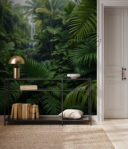 <span class=keywords><strong>Carta</strong></span> <span class=keywords><strong>da</strong></span> <span class=keywords><strong>Parati</strong></span> 3D Impermeabile Personalizzata con Motivo Giungla Verde, Murale Fotografico Moderno con Foglie di Palma Tropicale per Decorazione d'Interni - Product Image 4