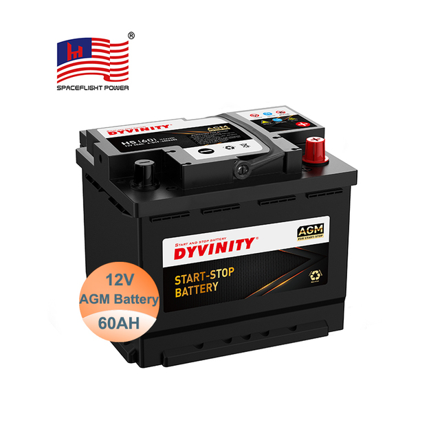DYVINTY AGM Car Battery 12V 60Ah BCI Group 47 DIN H5 6-QTF-60 660 CCA Start-Stop Maintenance Free Battery with 1 Year Warranty