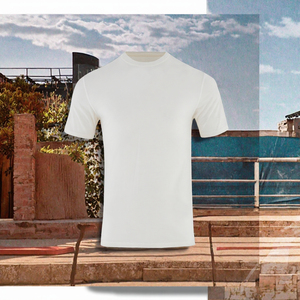 T-shirt blanc uni pour homme, col rond classique en coton, manches courtes, tee-shirt décontracté basique, haut d'été, coupe régulière, streetwear quotidien - Product Image 3