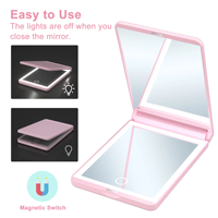 Mini miroir de maquillage pliant Portable lumières Led loupe poche compacte voyage miroirs de courtoisie esthétiques outils de maquillage