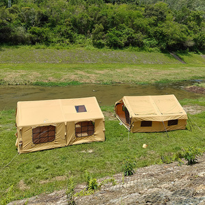 Carpa de Camping Grande para 4 Personas, Impermeable, con Protección Solar, Estilo Cabaña, con Toldo y Cubierta para Lluvia - Product Image 2