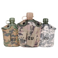 Ensemble de 3 bouteilles d'eau US pour activités de plein air, camping, randonnée, avec housse camouflage anti-fuite