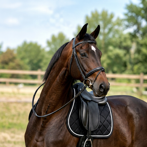 Tapis de selle de dressage matelassé Black Diamond avec passepoil blanc et logo personnalisé pour l'équitation - Product Image 2
