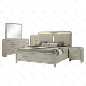Modern Queen Bedroom Set With Lighted Headboard And Storage Dresser Nightstands - Product Image 1