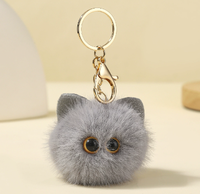 Porte-clés en peluche douce en forme de chat de dessin animé, porte-clés en peluche fait à la main, porte-clés moelleux et duveteux