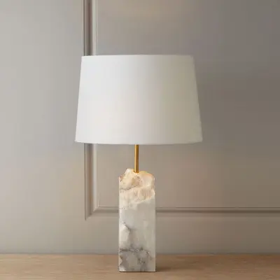 Creative natural marble fabric LED beside table lamp shade hotel light
