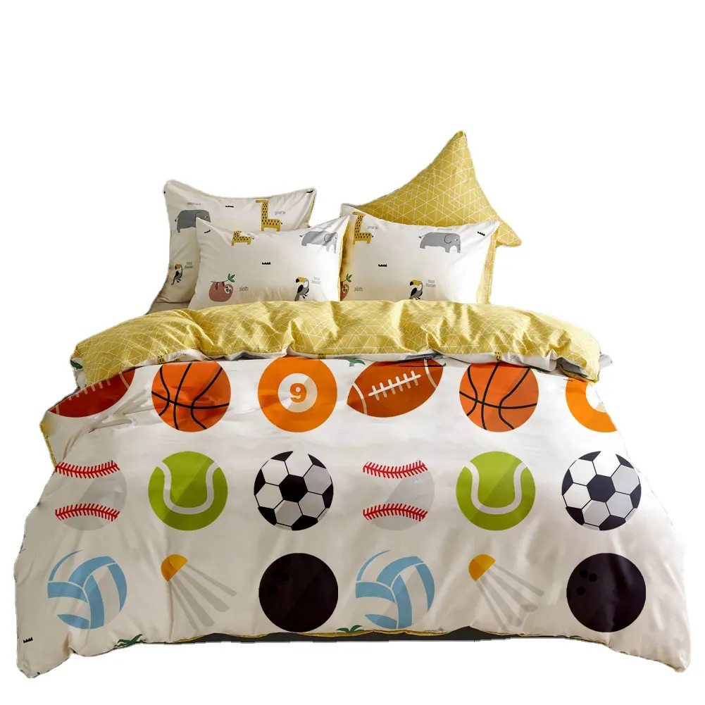 5 Piece Kids Twin Size Bedding Sheets Set Sports Theme Bandage Kids Bedding Set Children 100% Cotton Quilt Cover With Pillowcase