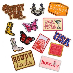 En gros, patchs thermocollants personnalisés brodés style western cowboy et cowgirl, motifs mignons, broderie pour chapeaux, tissu, casquettes de camionneur et vêtements - Product Image 1