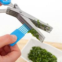 Couteaux multifonctionnels Muti Layers en acier inoxydable Ciseaux de cuisine multicouches Coupeur d'échalotes Herb Laver Spices Cook Tool Cut