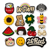 Fabricant de patchs en chenille personnalisés, motifs d'animaux mignons et de nourriture, appliques de designs variés pour sacs, chapeaux, vêtements, vente en gros