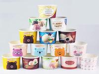 Tasses de papier à mur unique de crème glacée de couvercles qui respecte l'environnement jetables de yaourt