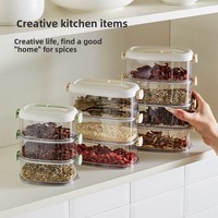 Boîte de rangement pour épices en plastique transparent de qualité alimentaire, compatible micro-ondes, 800-1000 ml, pot hermétique pour cuisine domestique, pour le Sichuan