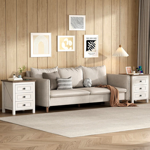 Mesa de Noche con Estación de Carga, Mesa de Noche Rústica de Madera con 3 Cajones, Mesa Auxiliar de <span class=keywords><strong>18</strong></span>'' de Ancho para Dormitorio - Product Image 6