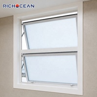 Ventanas de Aluminio Resistentes RICHOCEAN, Ventanas Abatibles con Vidrio Esmerilado para Baño, Protección Contra la Intemperie y Privacidad