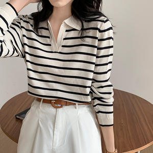 Fabricado en China Factory Oem Mujeres Sex Horse <span class=keywords><strong>Polo</strong></span> Camiseta Moda <span class=keywords><strong>Mujer</strong></span> <span class=keywords><strong>Rayas</strong></span> Polos Camisa - Product Image 5