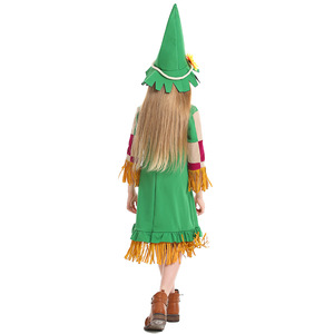 Nuevo Vestido de Marioneta Verde <span class=keywords><strong>para</strong></span> Niñas de Halloween con Flores y Parches, Conjunto de Muñeca de Paja con Borlas, Ropa <span class=keywords><strong>Infantil</strong></span> de Carnaval DONG-004 - Product Image 2