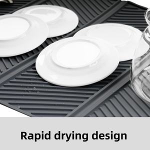 <b>Silicone</b> Foldable Drain Mat Creative Four Folding Placemat Kitchen Tableware Drying Mat Large Size <b>Silicone</b> Kitchen Table Mat - Product Image 5