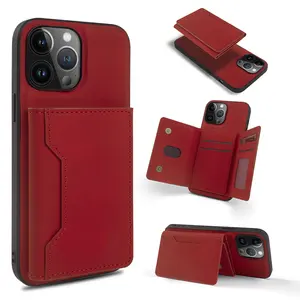 Gloednieuwe Kaart Magnetische Scheiding Kaart Case Pu Lederen Portemonnee Voor Iphone 13 14 15 Tpu Telefoon Case