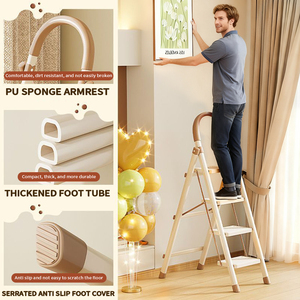 <span class=keywords><strong>Escalera</strong></span> <span class=keywords><strong>Plegable</strong></span> de Acero EN131 con Peldaños Anchos de 3, 4, <span class=keywords><strong>5</strong></span> y 6 Peldaños para Personas Mayores y Uso Doméstico Seguro - Product Image 2