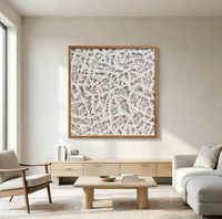 Art mural tissé à la main abstrait moderne, peinture texturée en 3D avec des racines d'arbre, entièrement faite à la main, matériaux écologiques, décoration intérieure