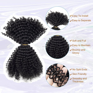 Extensiones de Cabello Remy Ruso 100% Virgen al por Mayor, Paquetes de Cabello con Punta I Invisible Hechos a Mano, Extensiones Afro Rizadas para Uso Diario - Product Image 6