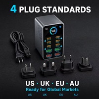 Chargeur de bureau GaN 165W multi-ports USB C, station de charge rapide PD 3.1 avec écran numérique pour ordinateur portable, smartphone, tablette
