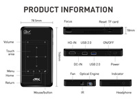 Mini Projecteur Portable DLP 4K P09 II Android 9 1G 8G / 3 WiFi 2.4G 5.8G Miracast Airplay Rechargeable avec Pavé Tactile