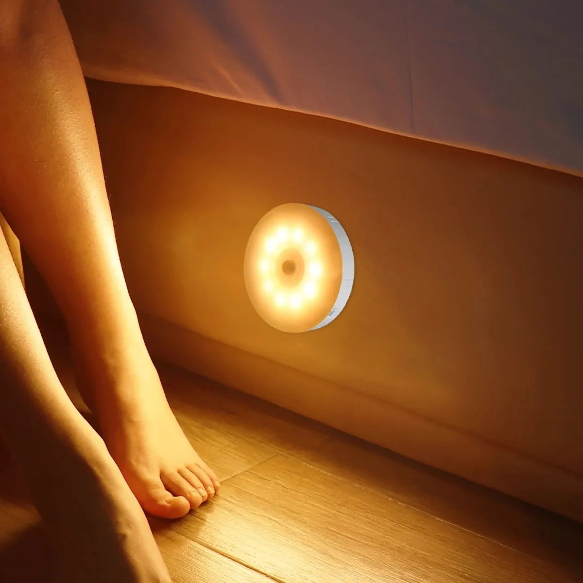 New Arrival 10 LED Round Night Light Adjustable Brightness small Motion Sensor Light For Kitchen Cabinet Wardrobe Stairs