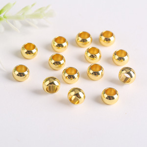 Lisheng Jewelry 18K Gold Plated Copper <b>Beads</b> <b>Large</b> Hole Round Loose <b>Beads</b> For DIY Necklace Bracelet Jewelry Making Supplies - Product Image 1