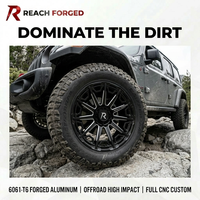 Jantes forgées sur mesure monobloc 6061-T6 à dix branches, noir brillant, 17 pouces, 5x127 pour Jeep Wrangler, PCD ET personnalisé DOT