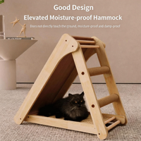 Griffoir vertical triangulaire en pin massif avec sisal 3-en-1, griffoir d'escalade pour chat reconfigurable, vente en gros personnalisée